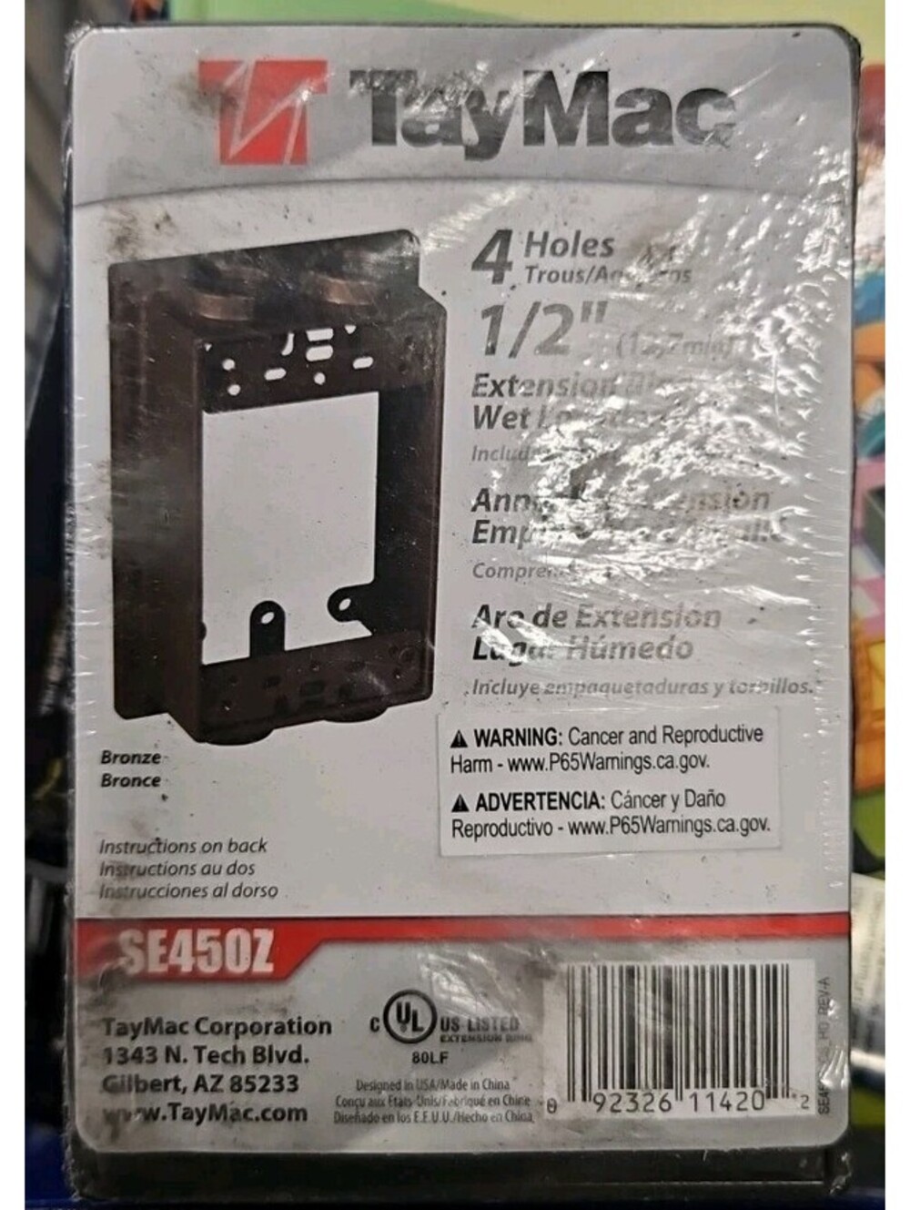 SE450Z Weatherproof Box Extension 1-Gang, 4 1/2-Inch Outlets, Bronze Adapter